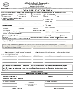 Cooperative Loan Application Form PDF