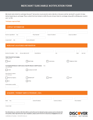 Discover Surcharge Form