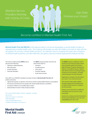 Mental Health First Aid MHFA Basic Courtse Participant Registration Form Mental Health First Aid, Violence Against Women