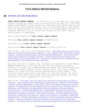 Tata Indica 1 4 Lsi Workshop Manual  Form