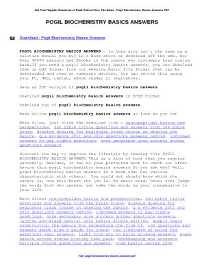 Biochemistry Basics Pogil Answer Key  Form