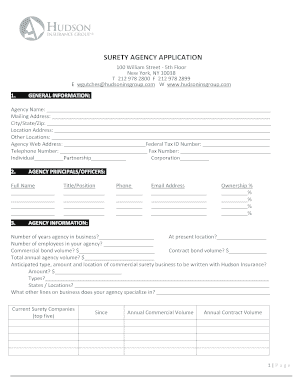 Get and Sign Hudson Surety Agency Application  Form