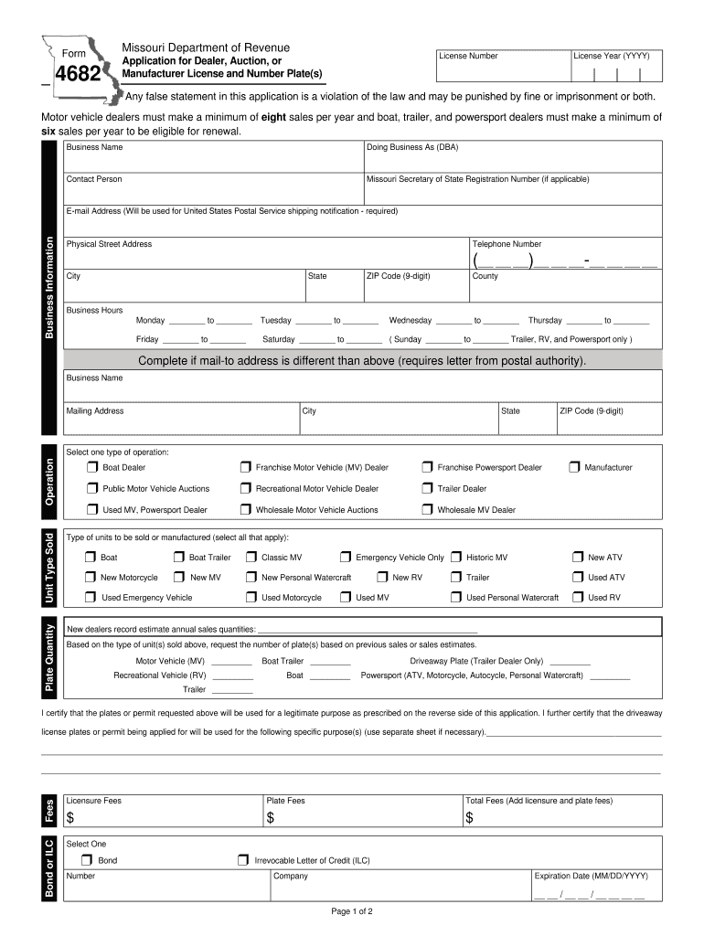  Form 4682 Missouri Department of Revenue 2018