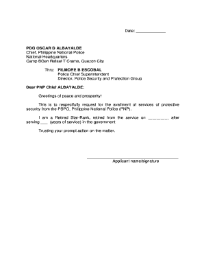 Pnp Coordination Letter Sample  Form