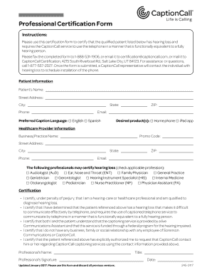  Captioncall Form 2017-2024