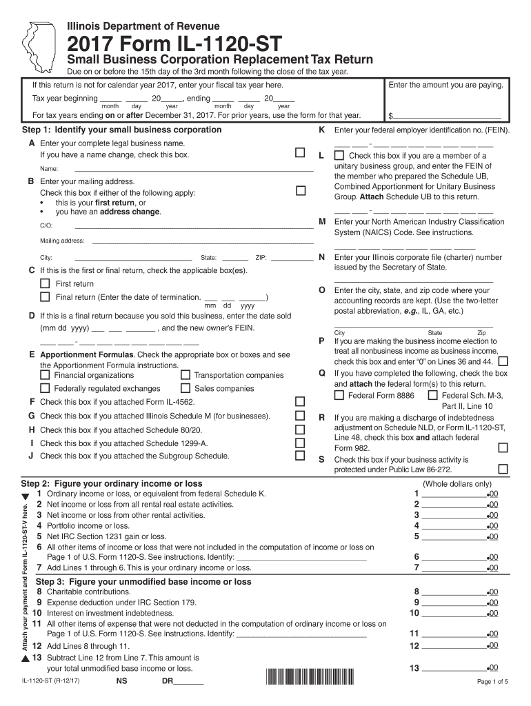  Form Il 1120 St 2017