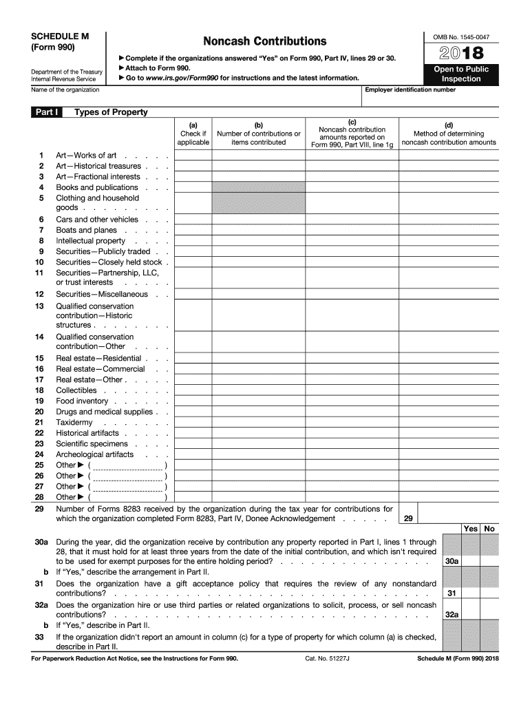 2018 Schedule M (990 form)