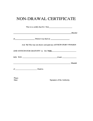 Non Drawal Certificate  Form