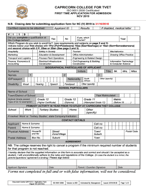 Capricorn College Application Form