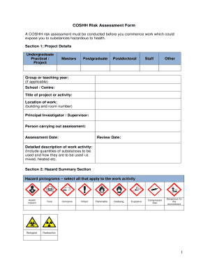 1 COSHH Risk Assessment Form