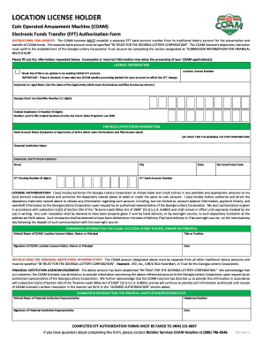 Georgia Lottery Coam Documents  Form