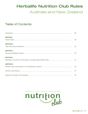 Herbalife Nutrition Club Rules  Form