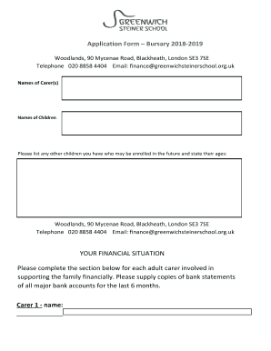 Bursary Application Form Greenwich Steiner School