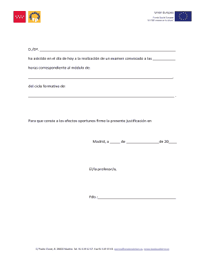 Justificante De Asistencia a Examen  Form