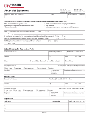Patient Financial Assistance Application MC4244 15 UW Health  Form