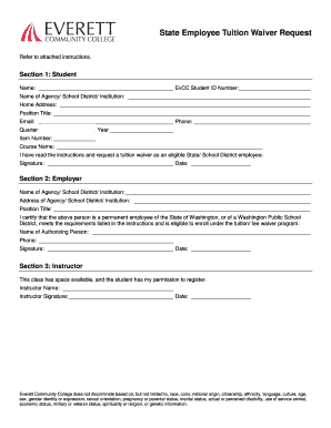 State Employee Tuition Waiver Form Everett Community College