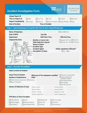 Icw Group Risk Mangemenet Accident Investigation Form Icw Group Risk Mangemenet Accident Investigation Form