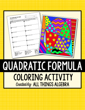 Quadratic Equations Coloring Activity Answer Key  Form