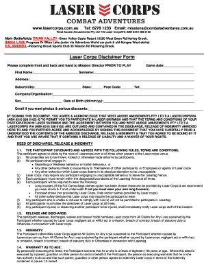 Laser Corps Disclaimer Form