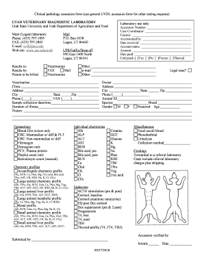 Clinical Pathology Accession Form Use General UVDL Accession Form for Other Testing Requests