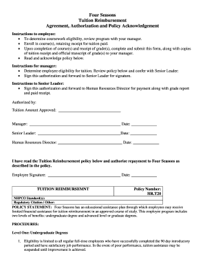 Tuition Reimbursement Agreement Template  Form