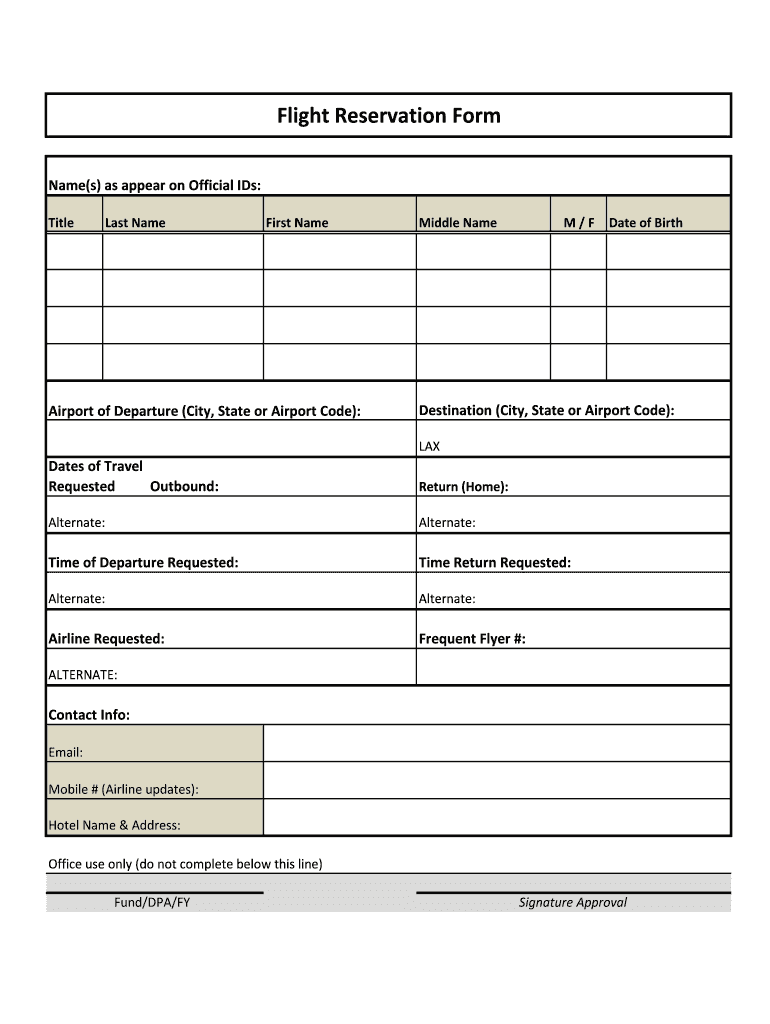 Airline Reservation Form