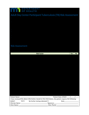 TB Risk Assessment Minnesota Department of Health  Form