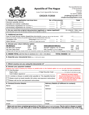 Order Form Hague Apostille Service