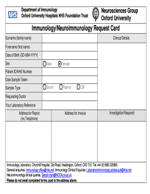 Oxford Neuroimmunology Request Form DOC