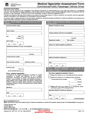  Driver Assessment Form 2018-2024