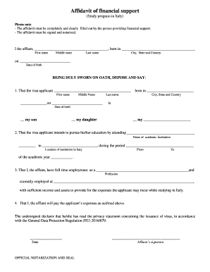 Italian Affidavit  Form