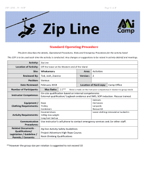 ZIP LINE W SOP  Form