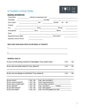 Iv Therapy Intake Form