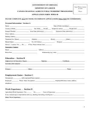 Canadian Farm Work Program Application Form