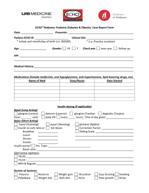 Case Report Form for Diabetes