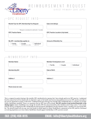 Liberty HealthShare Direct Primary Care DPC Reimbursement Request Form