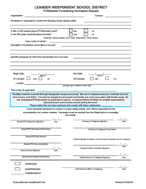 PTABooster Fundraising Permission Request Leander ISD  Form