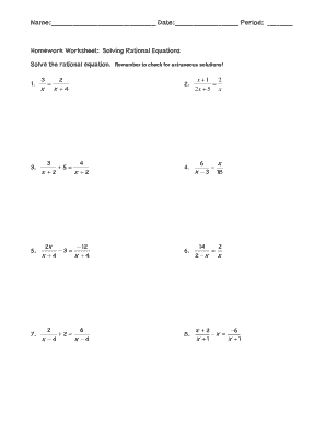 Solving Rational Equations Worksheet  Form