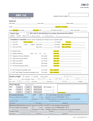 LPC OPC LC V1 1 Eagle Helicopter License Proficiency Check, Operators Proficiency Check, Line Check Form