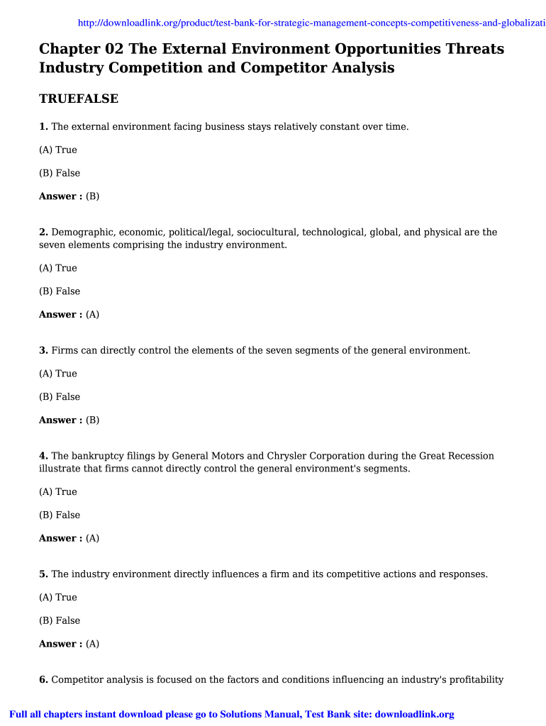 Strategic Management Competitiveness and Globalization 12th Edition PDF  Form