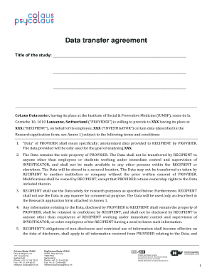 Data Transfer Agreement Template  Form