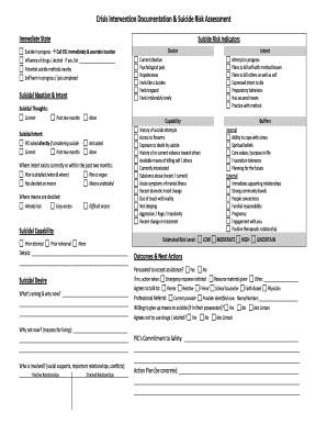 Crisis Intervention Documentation &amp;amp; Suicide Risk Assessment  Form