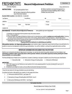 Note Adjustment  Form