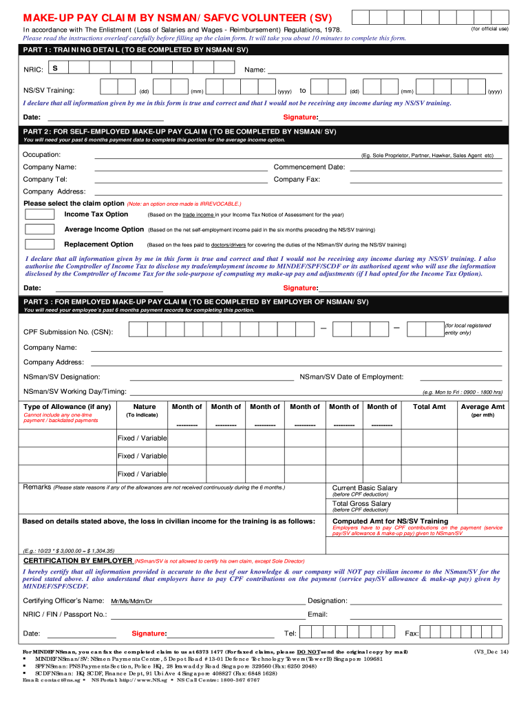  Ns Make Up Pay Form 2014-2024