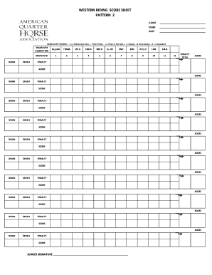 Riding Score Sheet  Form