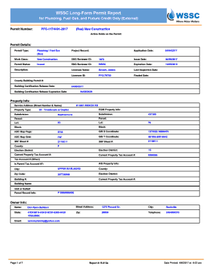 WSSC Long Form Permit Report