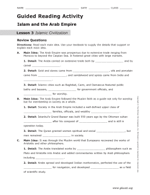 Guided Reading Activity Islam and the Arab Empire  Form