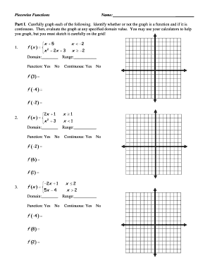 Piecewise Function Worksheet  Form