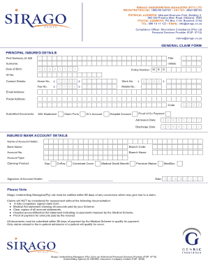 Sirago Claim Form