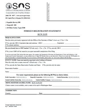  FOREIGN REGISTRATION STATEMENT RCW 23 95 2018-2024